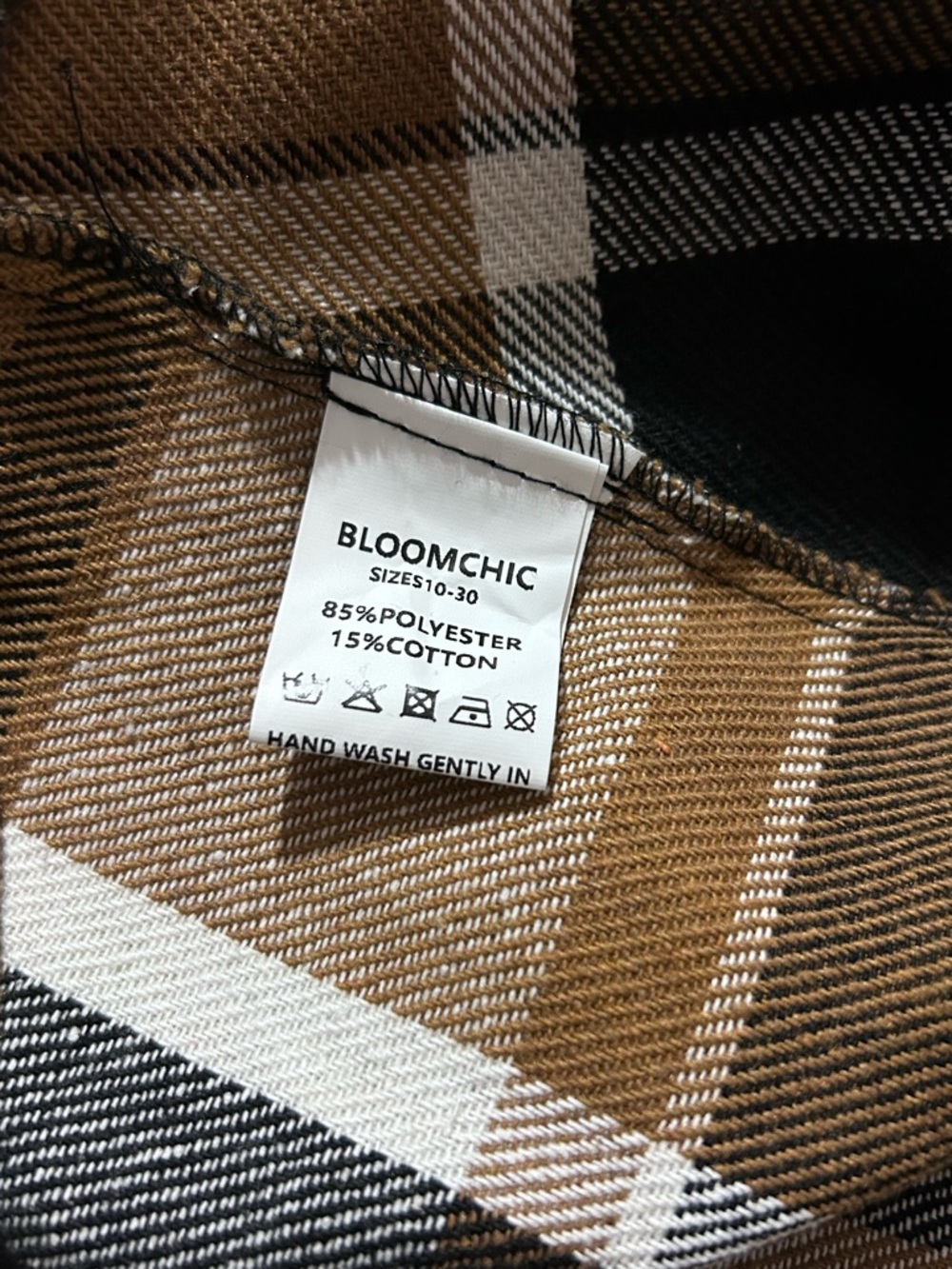 Bloomchic Plus 14-16 Plaid Belted Shawl Collar Cardigan Brown/Black/Cream NWOT - Picture 11 of 15